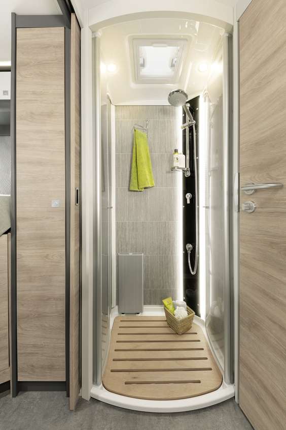 There is also plenty of space in the separate shower with backlit fittings.