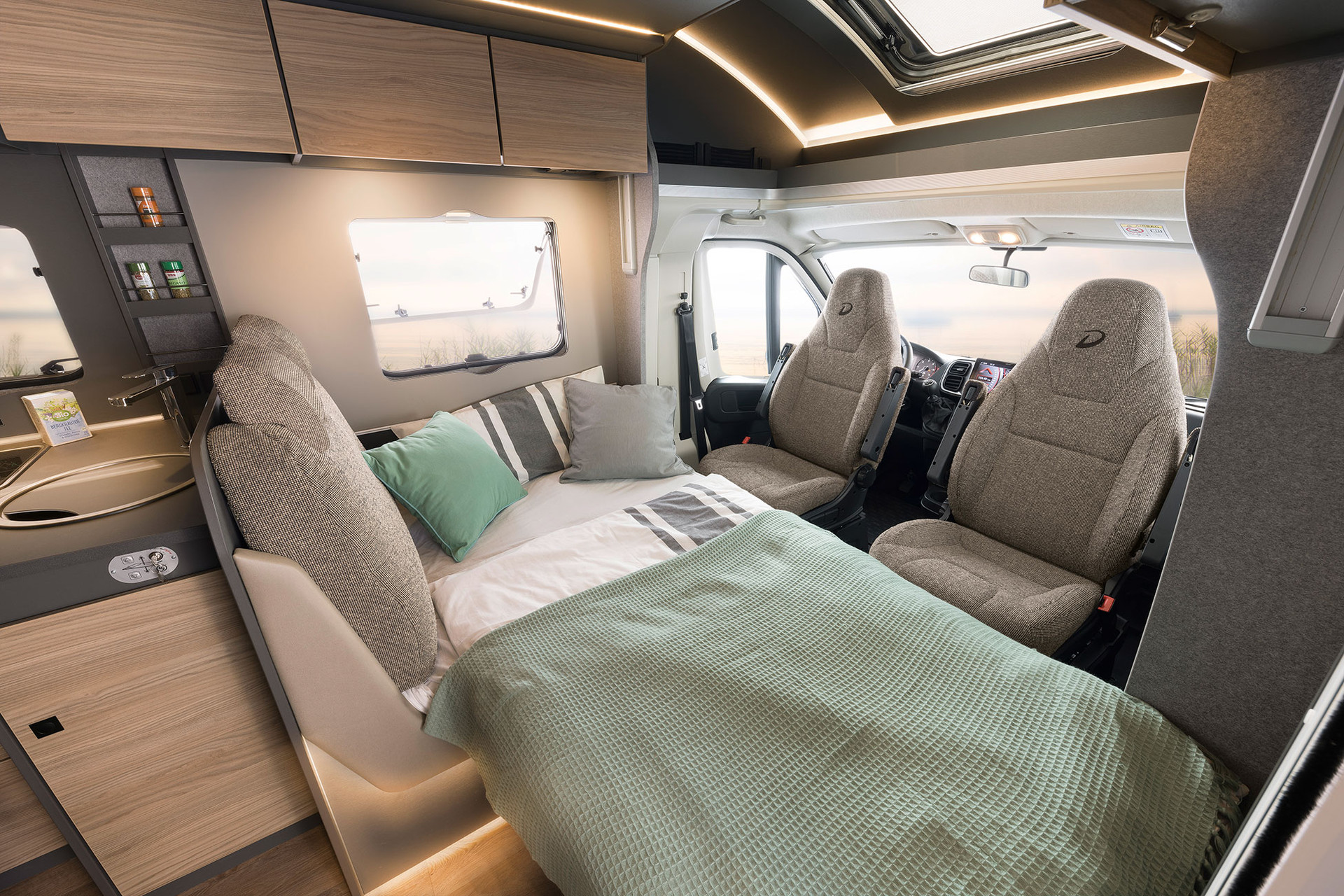 In some Low Profile layouts, the seating lounge can be converted into an additional bed if required (depending on the model).